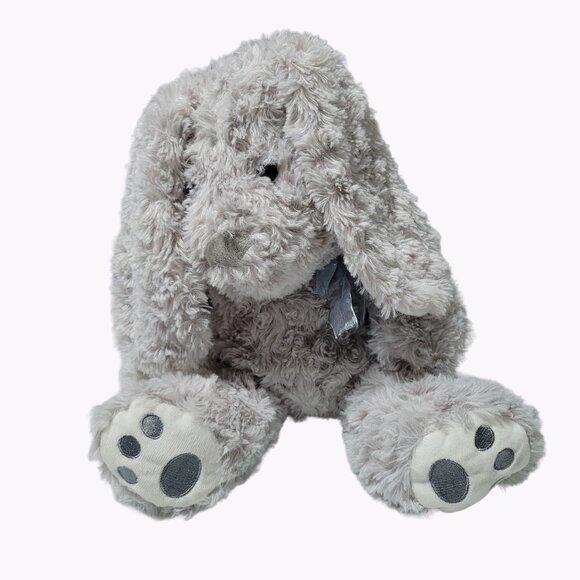 Hugfun Rabbit 13 inch Plush Easter Bunny Purple Bow Gray Stuffed Animal Toy - Picture 1 of 5